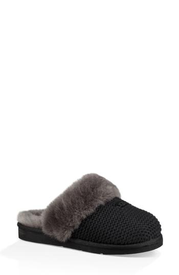 Women's Ugg Cozy Knit Genuine Shearling Slipper M - Black