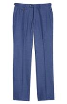 Men's Hickey Freeman B Fit Flat Front Solid Wool Blend Trousers R - Blue