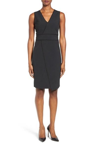 Women's T Tahari Dolce Asymmetrical Seam Pinstripe Front Sheath Dress