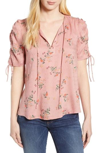 Women's Lucky Brand Puff Sleeve Printed Top - Pink