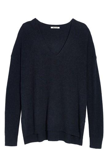 Women's Madewell Warmlight V-neck Sweater, Size - Blue