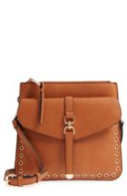 Sole Society Front Pocket Faux Leather Crossbody Bag - Brown