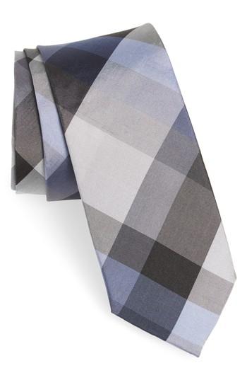 Men's Nordstrom Men's Shop Autumn Check Silk Skinny Tie, Size - Grey