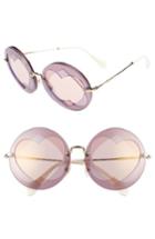 Women's Miu Miu 62mm Heart Inset Round Sunglasses -
