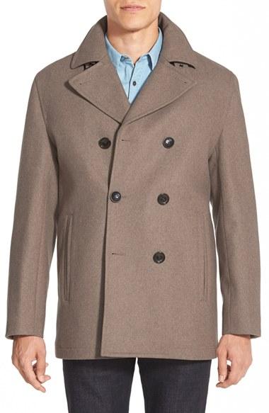 Men's Michael Kors Wool Blend Double Breasted Peacoat - Beige