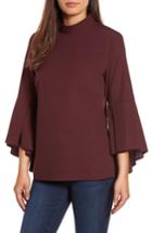 Women's Pleione Ruffle Sleeve Poplin Shirt, Size - Burgundy