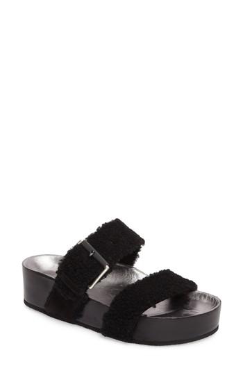 Women's Rag & Bone Evin Genuine Shearling Slide Sandal Us / 35eu - Black