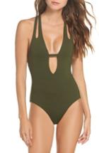 Women's Becca Color Code Plunge One-piece Swimsuit - Green