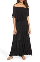 Women's Elan Off The Shoulder Ruffle Cover-up Maxi Dress - Black