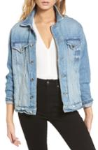 Women's Good American Mesh Letter Denim Jacket /3 - Blue