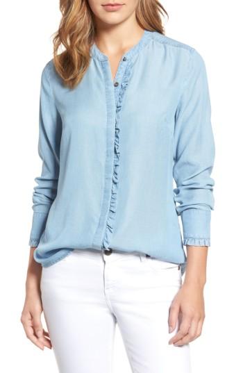 Women's Kut From The Kloth Ruffle Trim Chambray Shirt