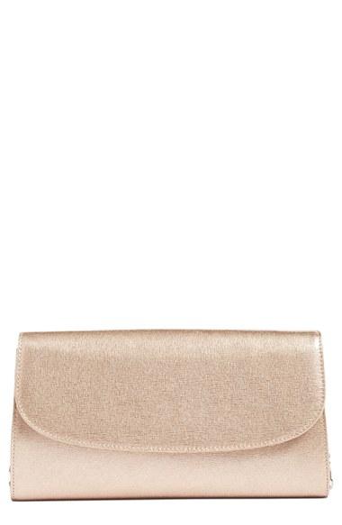 Halogen Leather Clutch - Metallic