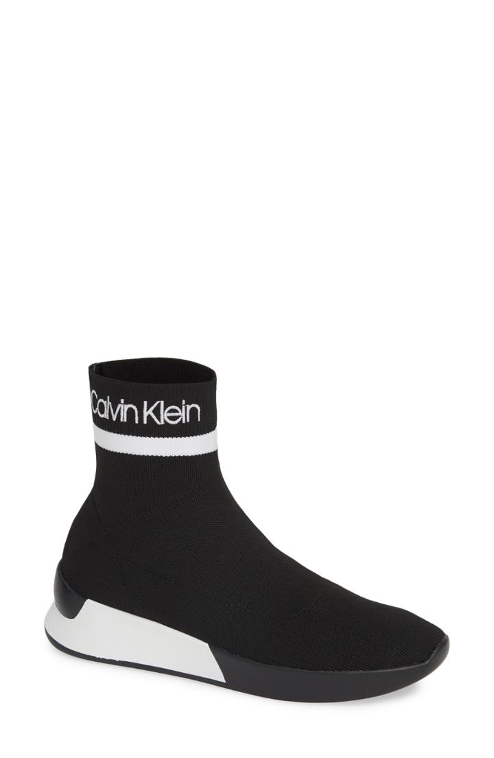 Women's Calvin Klein Quan Stretch Knit Sneaker M - Black