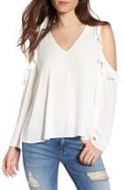Women's Cold Shoulder Ruffle Top - Ivory