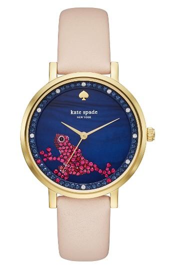 Women's Kate Spade New York Monterey Round Leather Strap Watch, 38mm