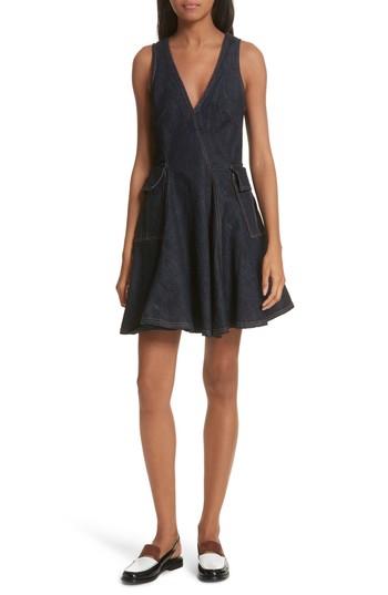 Women's Carven Fit & Flare Denim Dress Us / 42 Fr - Blue