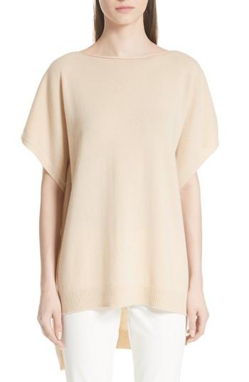Women's Lafayette 148 New York Dropped Hem Cashmere Sweater - Beige