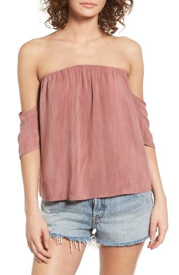 Women's Sun & Shadow Off The Shoulder Washed Top, Size - Metallic