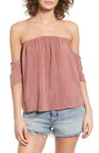 Women's Sun & Shadow Off The Shoulder Washed Top, Size - Metallic