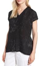 Women's Eileen Fisher V-neck Silk Blend Top, Size - Black