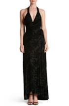 Women's Dress The Population Erica Floral Velvet Wrap Gown