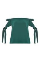 Women's Topshop Bardot Tie Sleeve Top Us (fits Like 0) - Green
