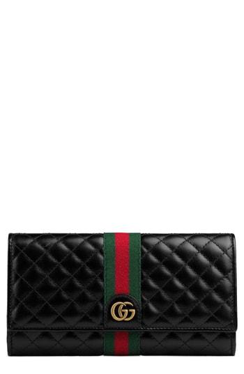 Women's Gucci Quilted Leather Continental Wallet - Black