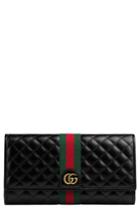 Women's Gucci Quilted Leather Continental Wallet - Black