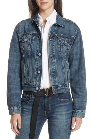 Women's Polo Ralph Lauren Flag Trucker Denim Jacket - Blue