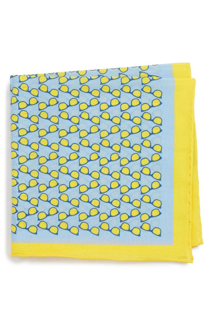 Men's Southern Tide Ocean City Cotton & Silk Pocket Square, Size - Blue