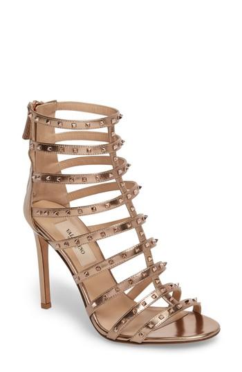 Women's Valentino Garavani Lovestud Cage Sandal Us / 36eu - Metallic
