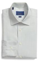 Men's David Donahue Trim Fit Check Dress Shirt .5 - 34/35 - Green