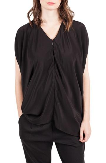 Women's Kinwolfe Crepe De Chine Maternity/nursing Tunic - Black