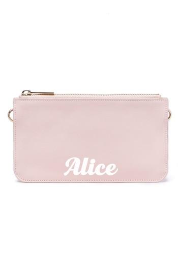 Pop & Suki Personalized Leather Zip Pouch - Pink
