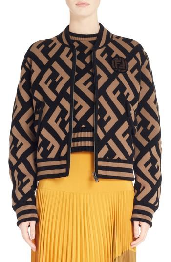 Women's Fendi Logo Reversible Bomber Jacket Us / 40 It - Black