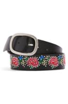 Women's Topshop Floral Embroidered Belt /small - Black