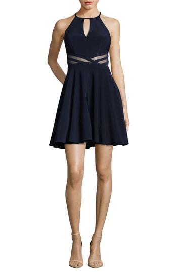 Women's Xscape Stripe Waist Party Dress - Blue