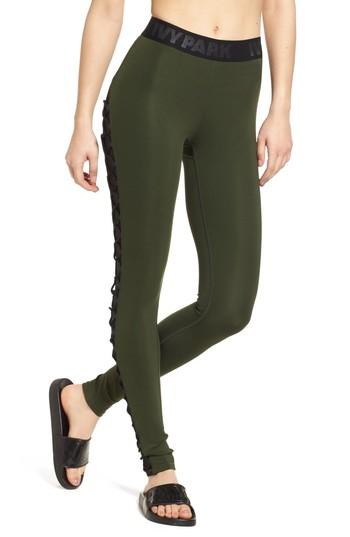 Women's Ivy Park Mesh Lace-up Leggings - Green