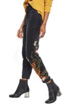 Women's Topshop Tiger Embroidered Mom Jeans