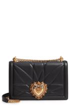 Dolce & Gabbana Large Devotion Lambskin Leather Shoulder Bag - Black