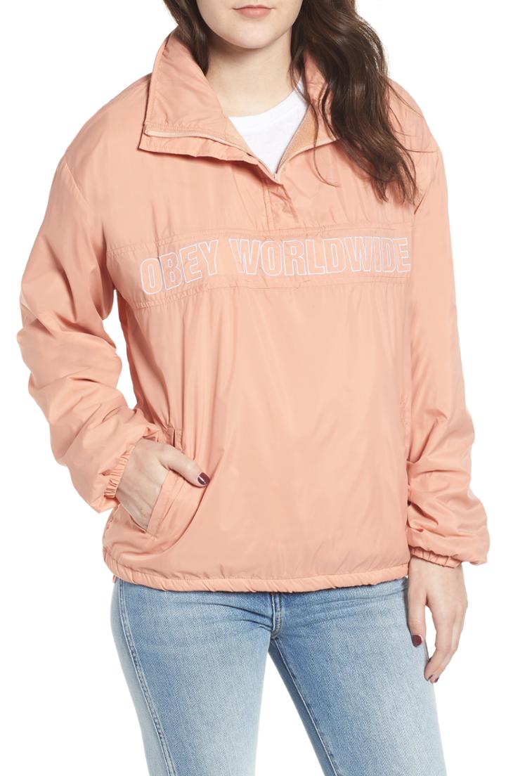 Women's Obey Bunker Anorak - Coral