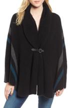 Women's James Perse Stripe Merino Wool Blend Blanket Cape - Black
