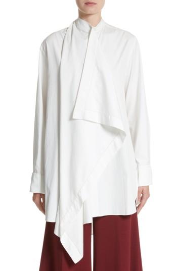 Women's Roksanda Akano Drape Front Twill Top Us / 8 Uk - Ivory