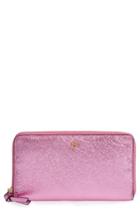 Women's Tory Burch Metallic Leather Continental Wallet - Pink