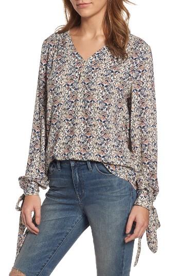 Women's Hinge Tie Sleeve Top - Beige
