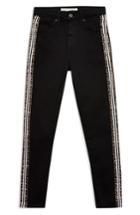 Women's Topshop Leopard Stripe Jeans W X 30l (fits Like 25-26w) - Black