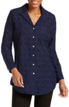 Women's Foxcroft Ivy Mosaic Embroidery Cotton Tunic Top - Blue