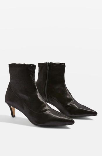 Women's Topshop Bon Bon Satin Sock Bootie .5us / 36eu - Black