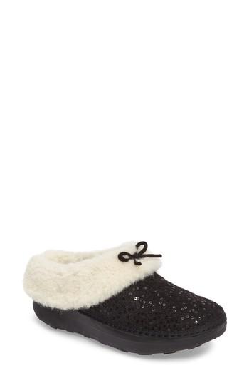 Women's Fitflop Loaff Snug Sequin Slipper M - Black