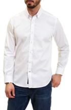 Men's Robert Graham Taner Tailored Fit Dobby Herringbone Sport Shirt, Size - White